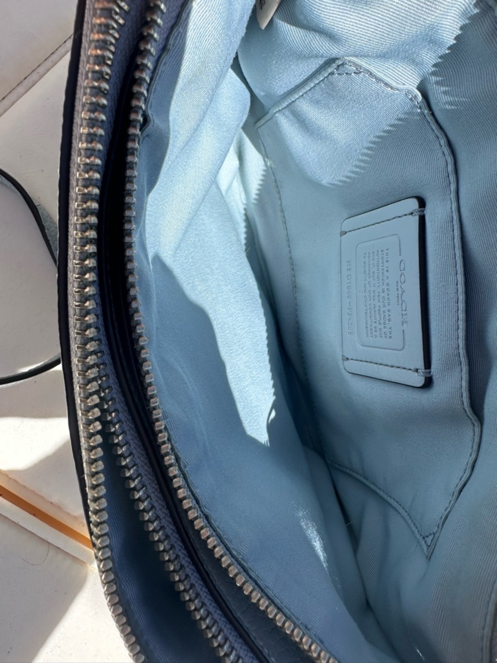 Coach Light Blue Pebbled Leather Crossbody Bag with Silver Hardware - Picture 5 of 9